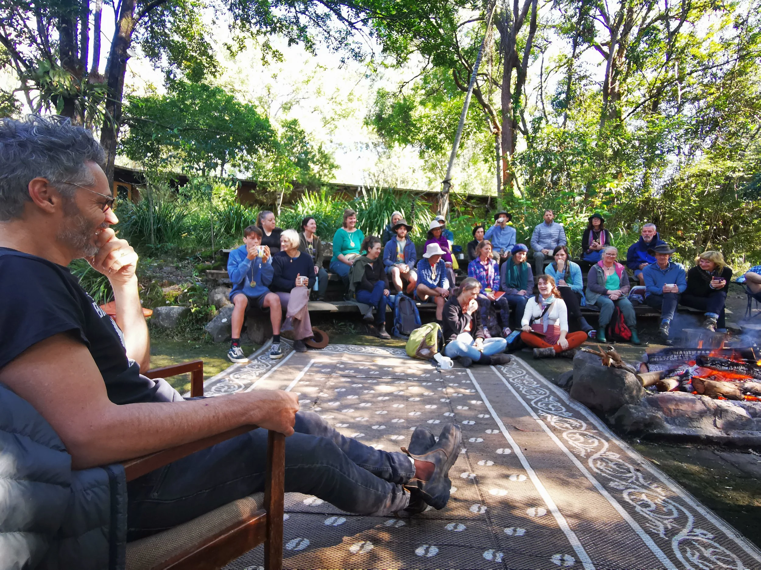 Group sitting at the firepit