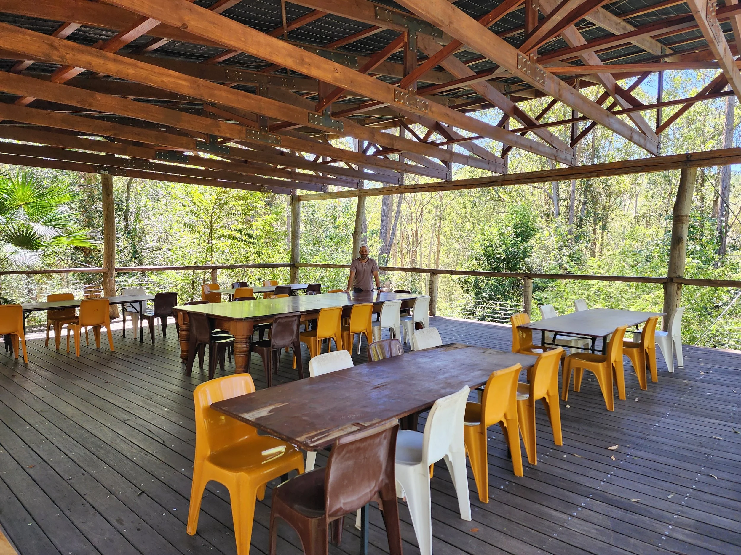 Covered deck can be set for dining, or ceremony