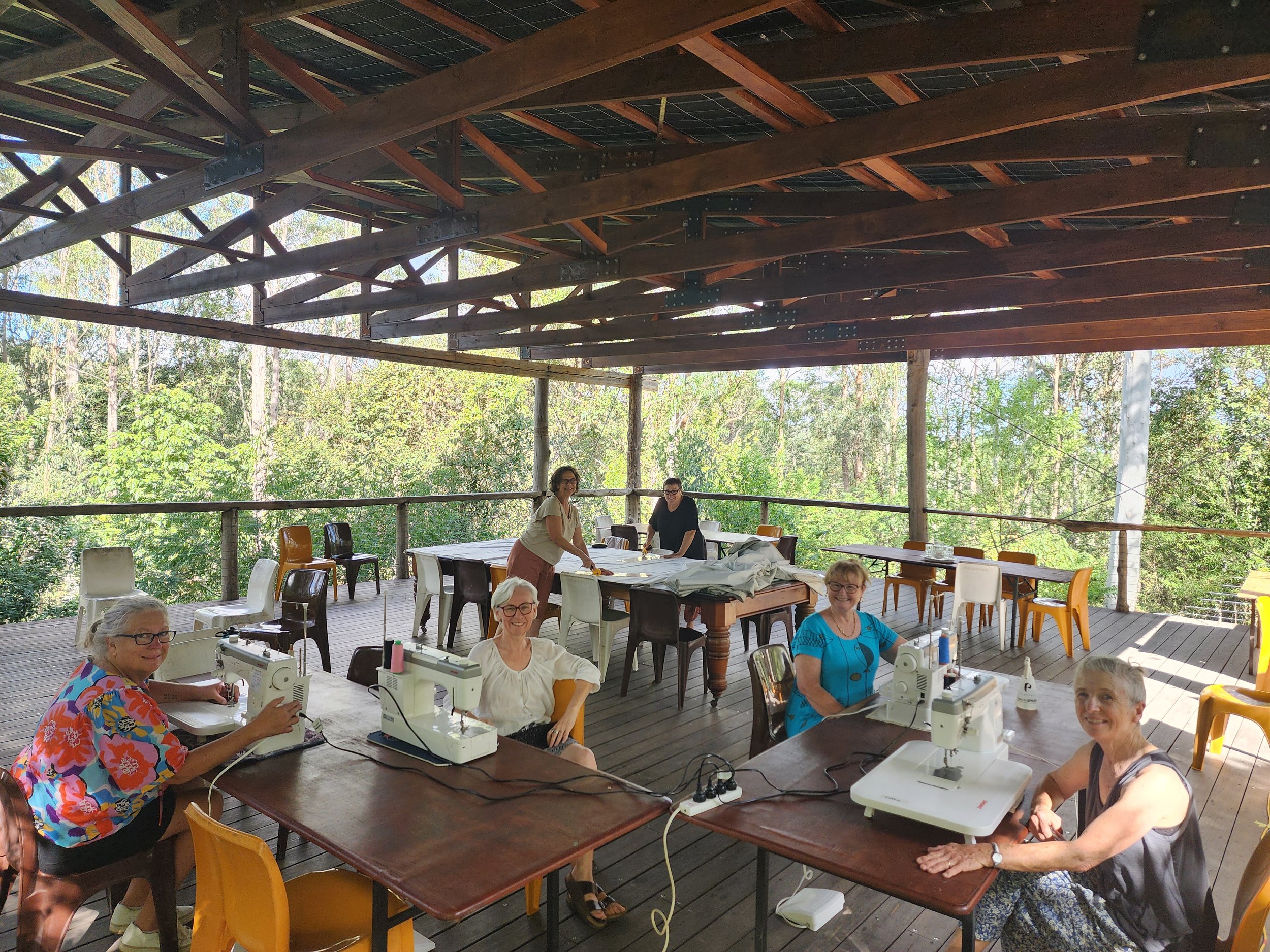 Sewing workshop on the deck
