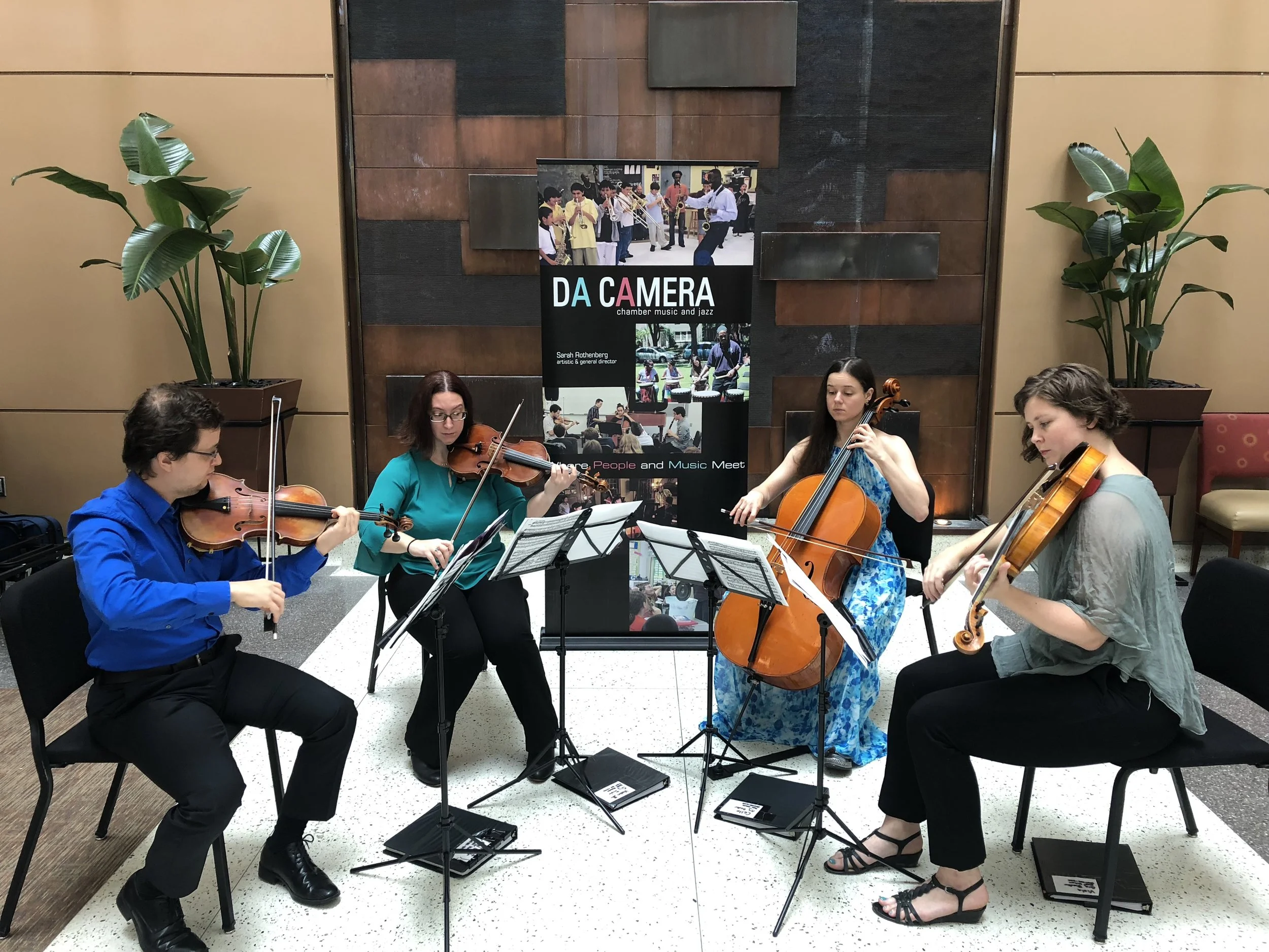 Performing in the atrium at Methodist Hospital in Sugarland, TX
