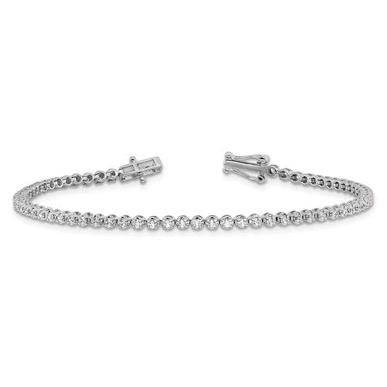 14k White Gold 1ct Lab Grown Diamond Round Tennis Bracelet