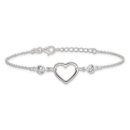 Sterling Silver CZ Heart Bracelet