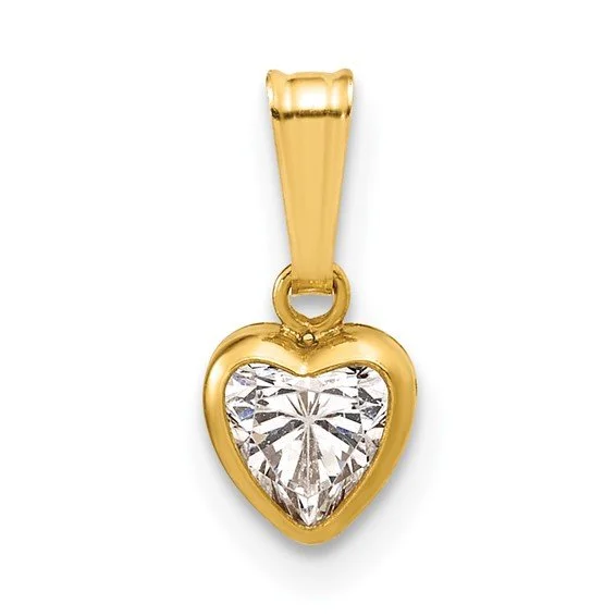 14K GF Heart CZ Bezel Pendant