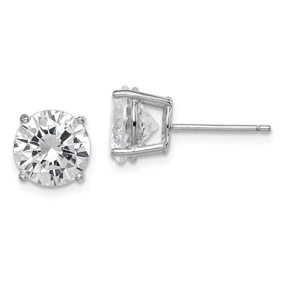 Sterling Silver Round CZ Stud Earrings