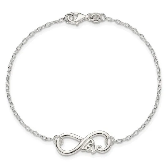 Sterling Silver Infinity Sign LOVE Bracelet