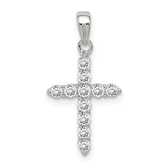 Sterling Silver CZ Cross Pendant