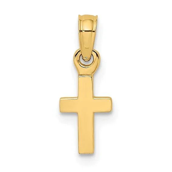 14K 3-D and Polished Mini Cross Pendant