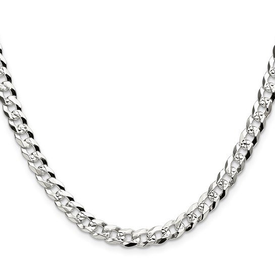 Sterling Silver Flat Diamond-Cut Pavé Curb Chain