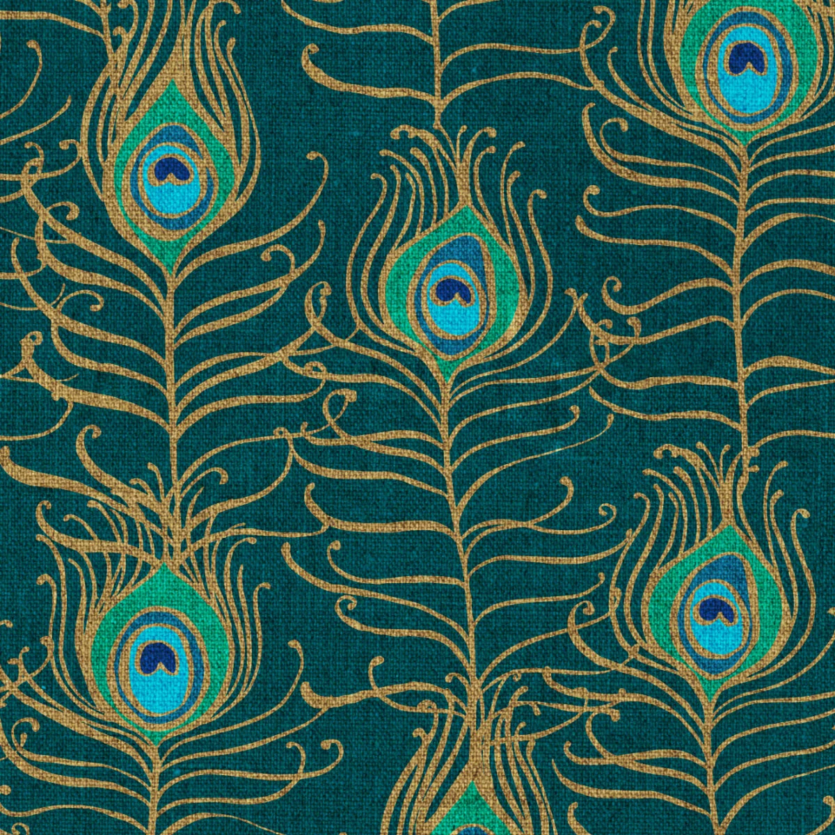 Peacock Nouveau Feathers - Turquoise