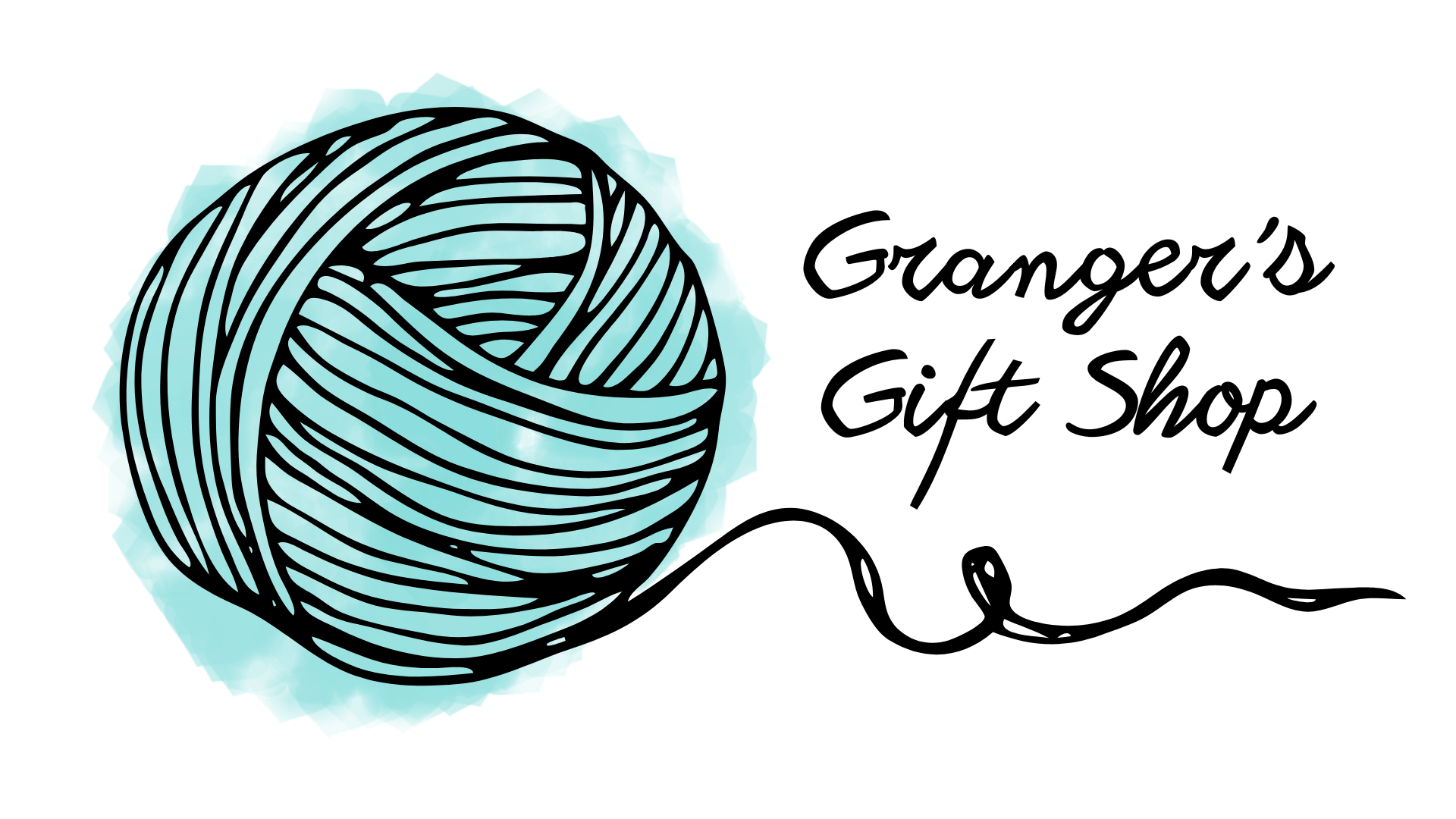 green yarn ball with Granger's Gift Shop over the loose end