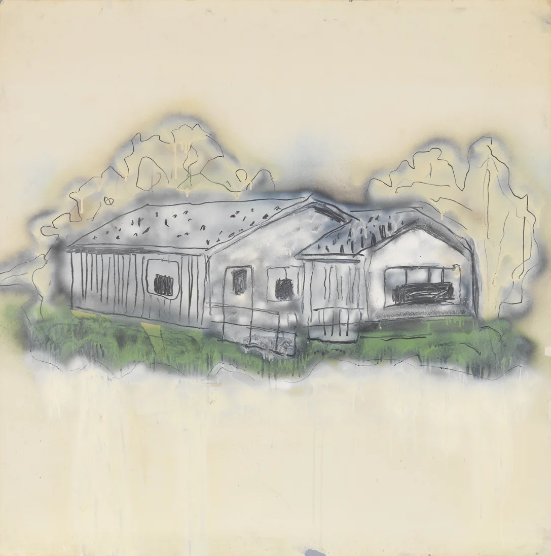   House   1980  graphite, spray enamel and oil-based enamel on paper  42 x 42 in / 106.7 x 106.7 cm 