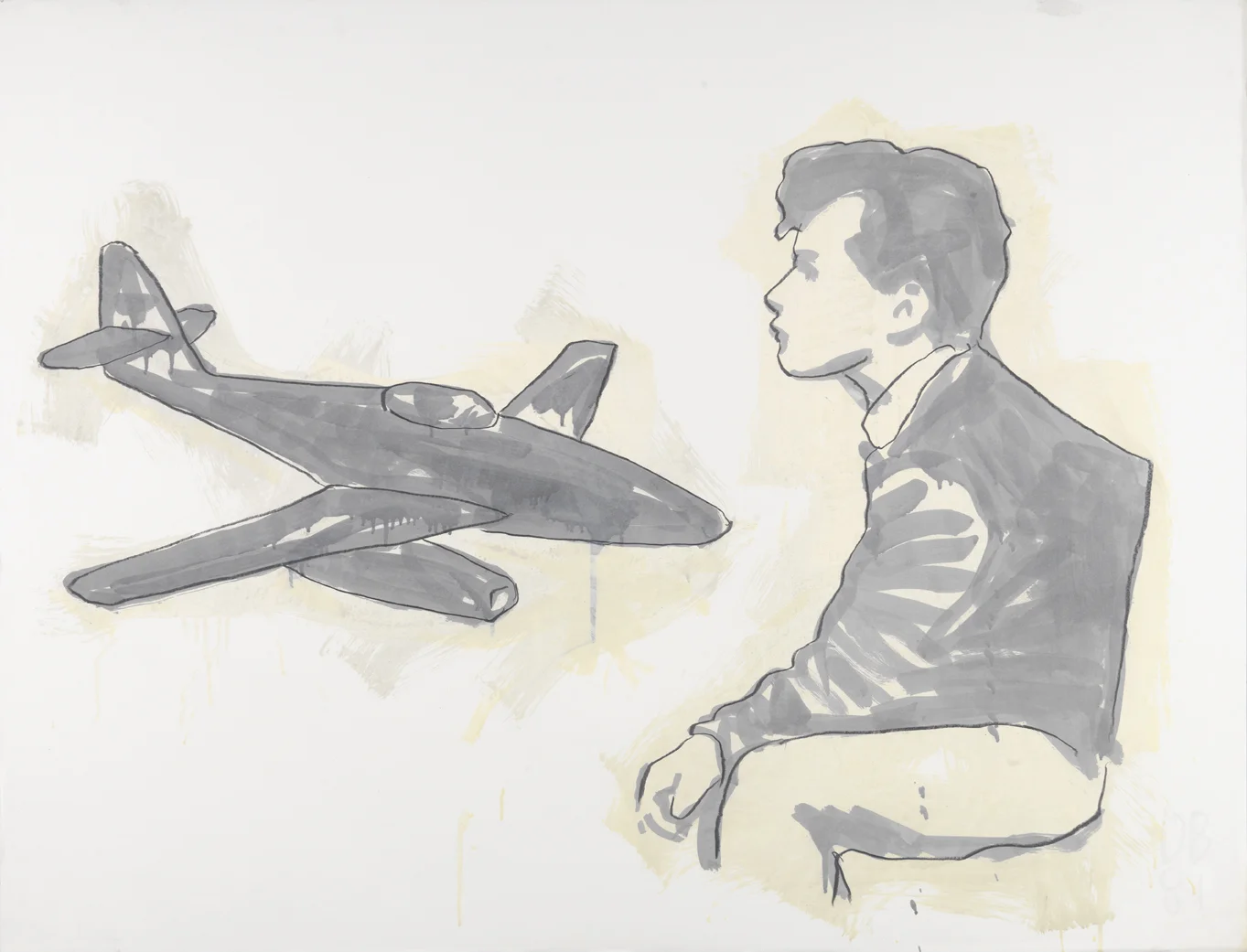   Monotone Drawing With Airplane    1981    graphite, and oil-based enamel on paper    35 x 46 in / 88.9 x 116.8 cm   