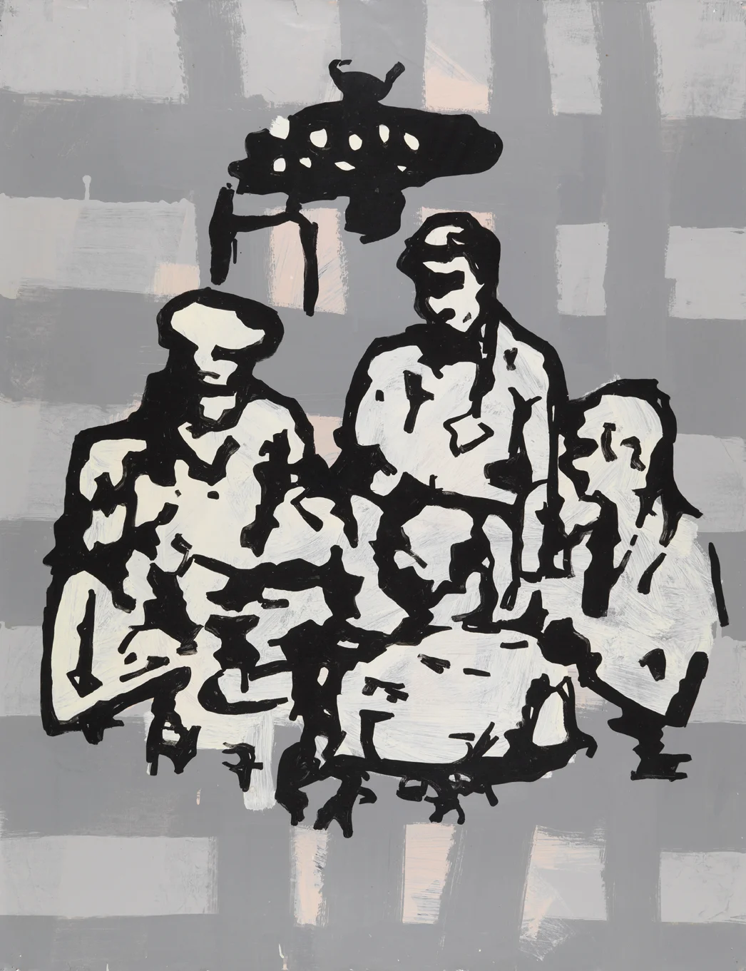   Resort Group (Food) Second Version   1982  oil based enamel on paper  46 x 35 in / 116.8 x 88.9 cm 