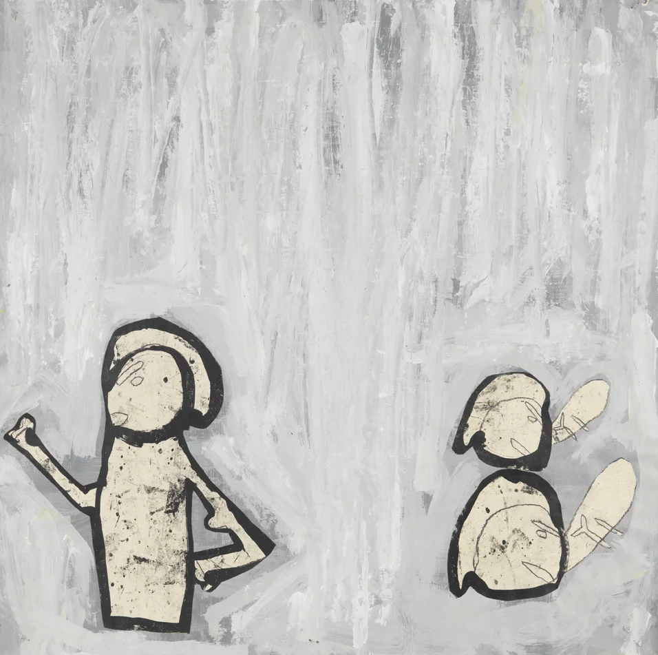 Fists of Fury 1983 acrylic, tempera, graphite and paper collage on paper 36 x 36 in / 91.4 x 91.4 cm