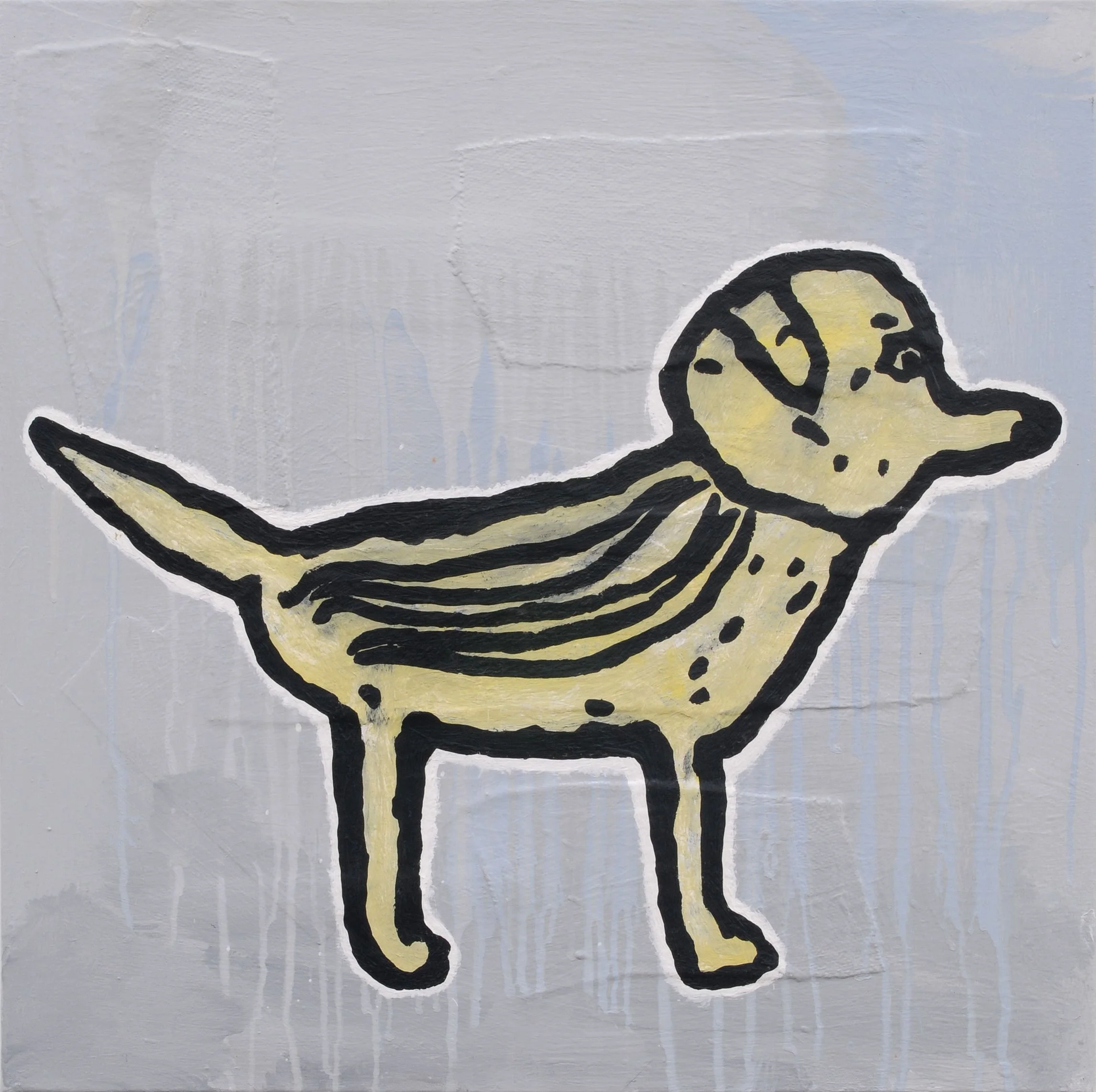  Donald Baechler   Tickling Victor   2017  acrylic and fabric collage on canvas  24 x 24 in / 61 x 61 cm 