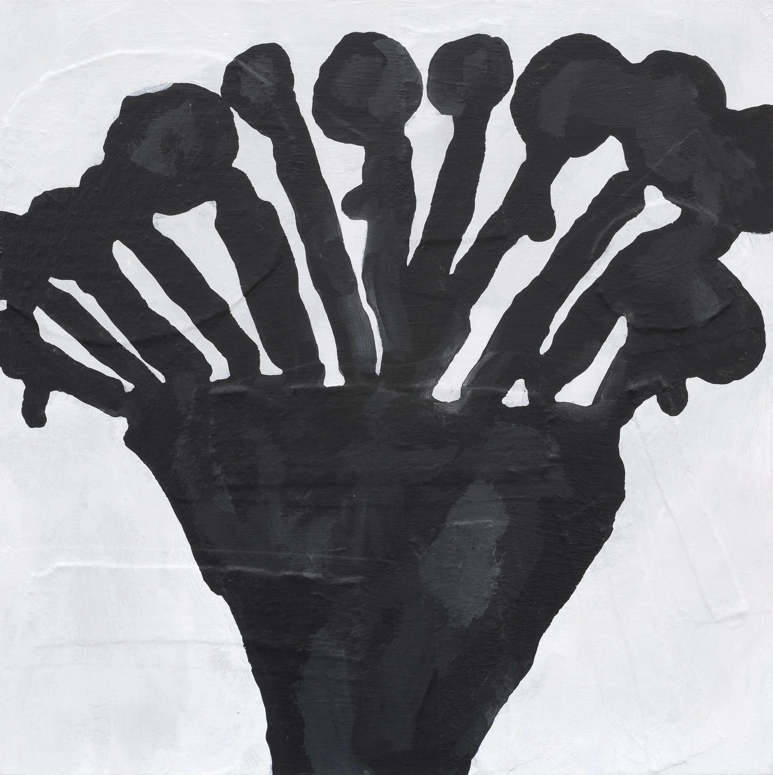  Donald Baechler   Black Flowers   2013  acrylic and fabric collage on canvas  24 x 24 in / 61 x 61 cm 