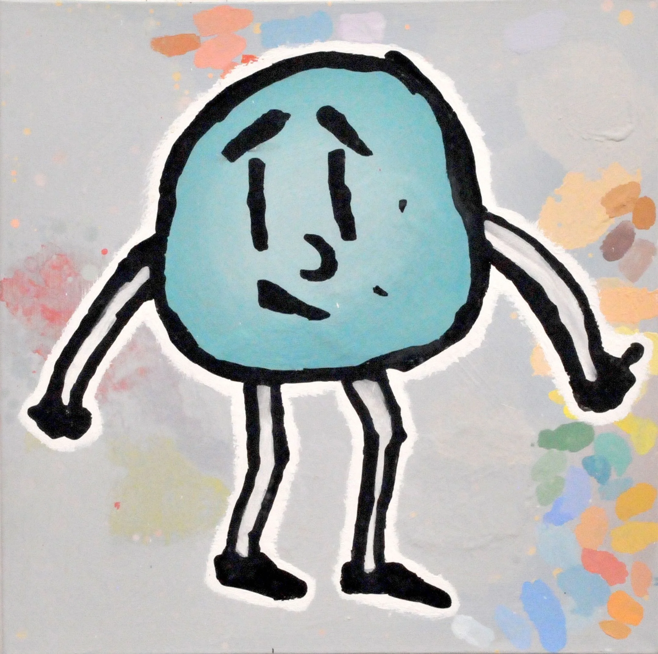 Donald Baechler The Mechanical Three 2018 Acrylic and fabric collage on canvas 24 x 24 in / 61 x 61 cm