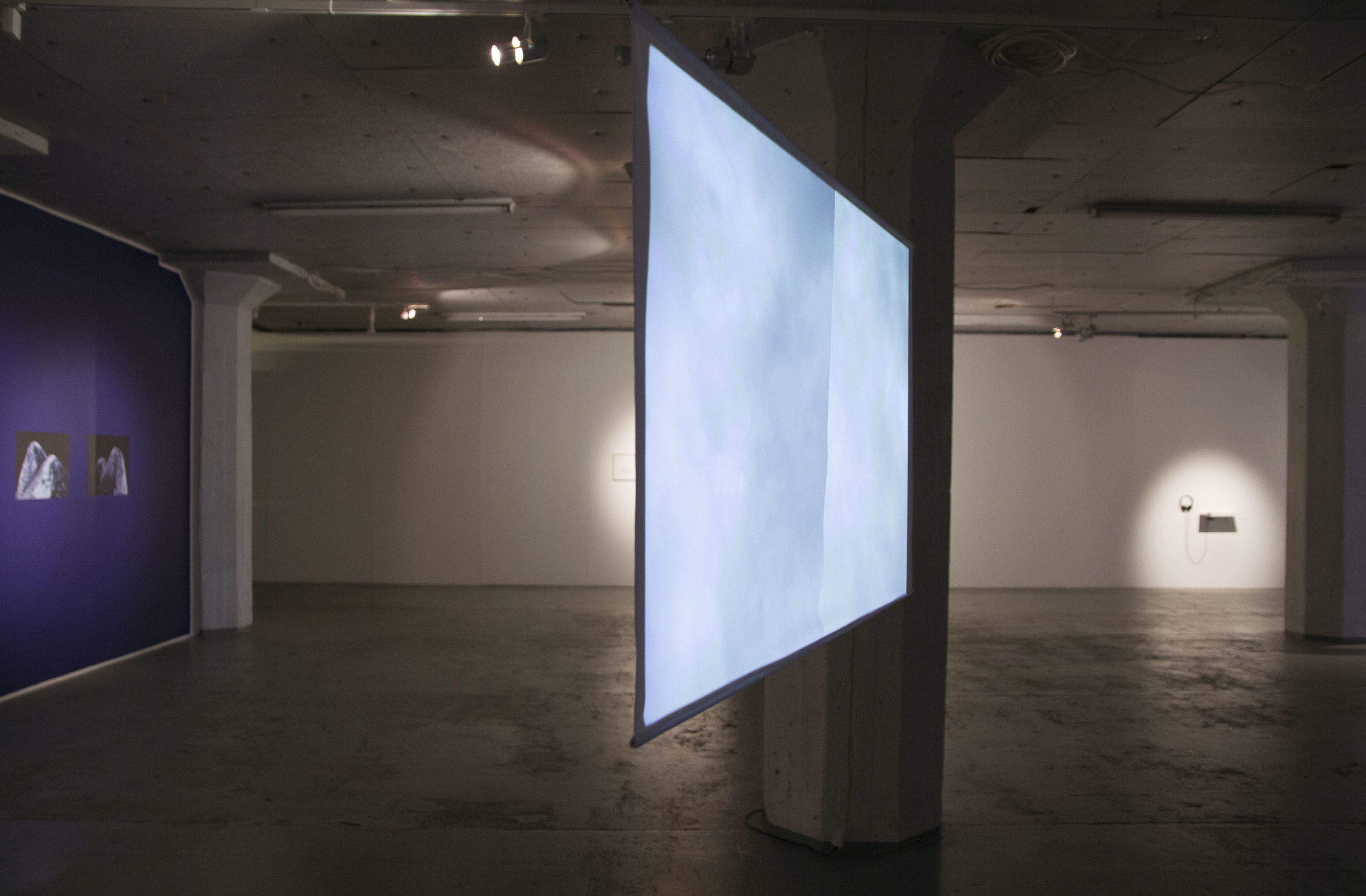  Installation view:  Sky in Two Parts , 2017, single channel video, 16:9, 6’10min, loop 