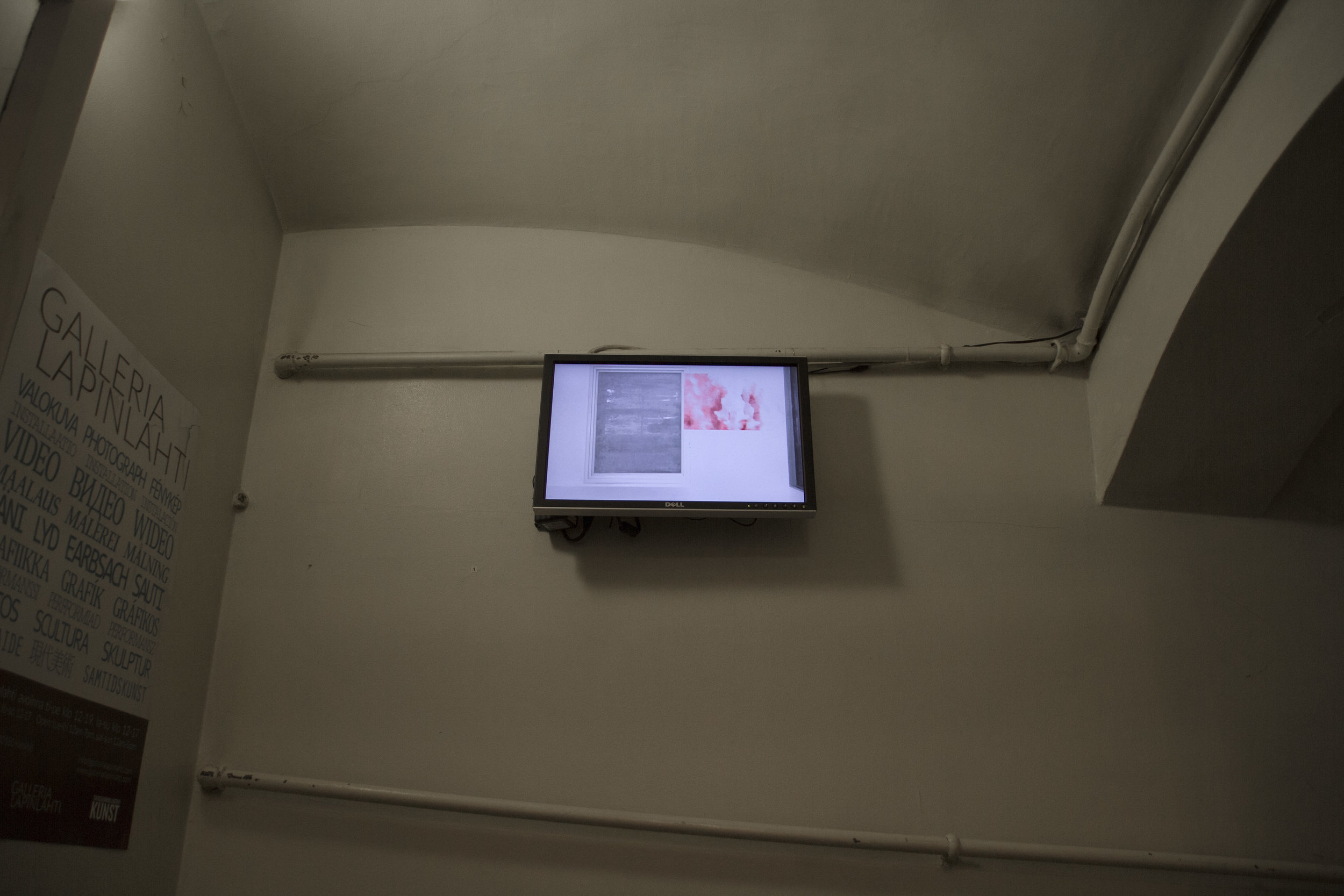  Installation view: Sara Kovamäki:  Viivana - Tässä , 2011, video and performance 