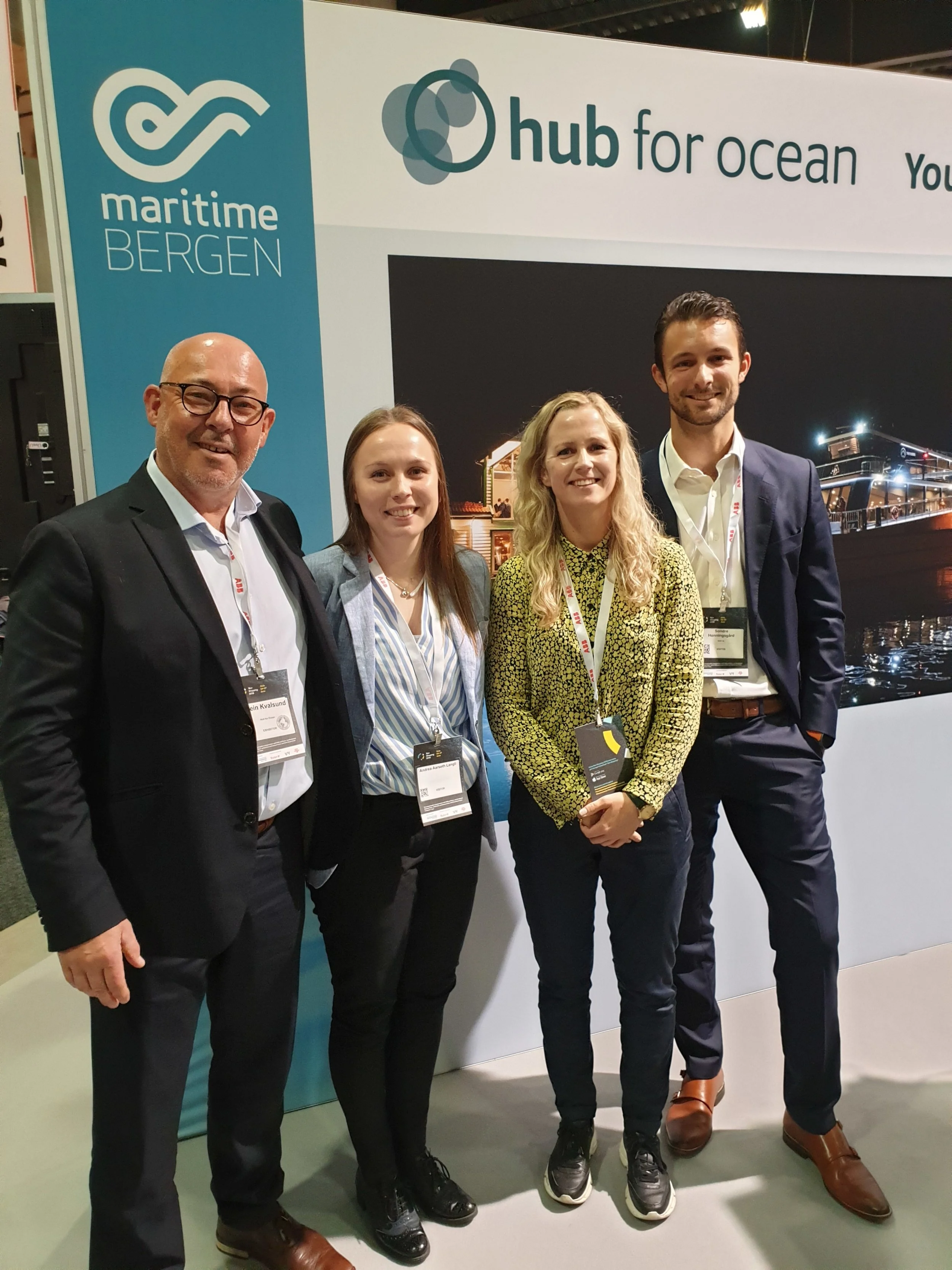 From left: Stein Kvalsund, CEO Ocean Hyway Cluster, Andrea Aarseth Langli, Managing Director Maritime Battery Forum, Kristin Svardal, Project Manager Ocean Hyway Cluster, Sondre Henningsgård, Senior Advisor Maritime Battery Forum