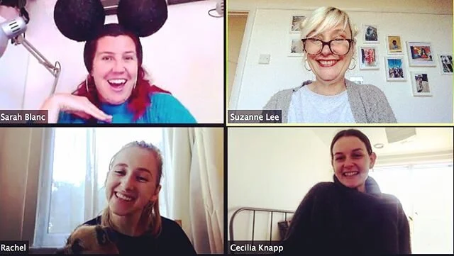 The All Change team and Associate Artists Sarah Blanc and Cecilia Knapp planning a live ZOOM session for Inspire young parents
