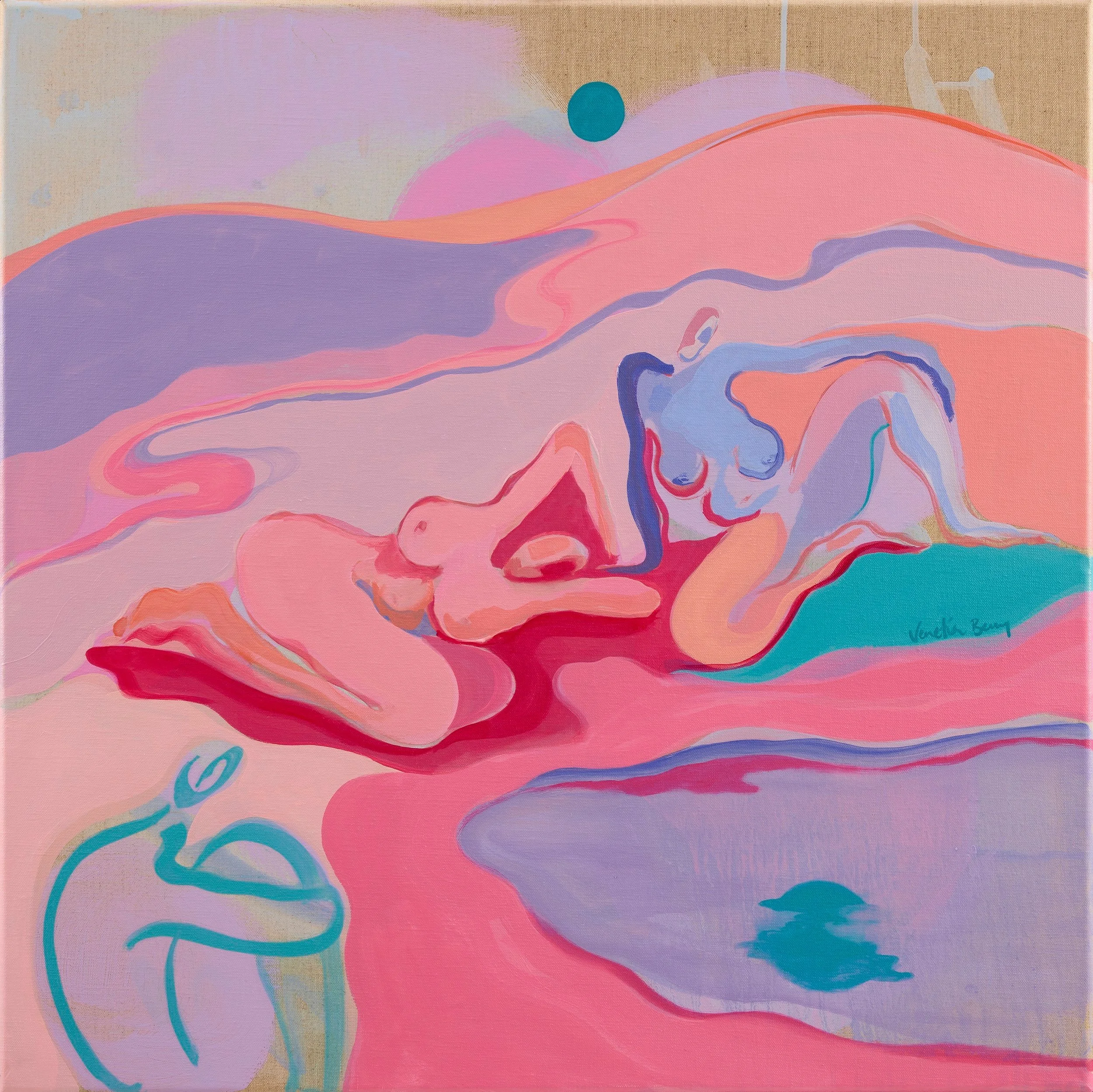 Shoulder Seasons of Sappho , Oil and Acrylic on Linen, 70cm x 70cm, 2025