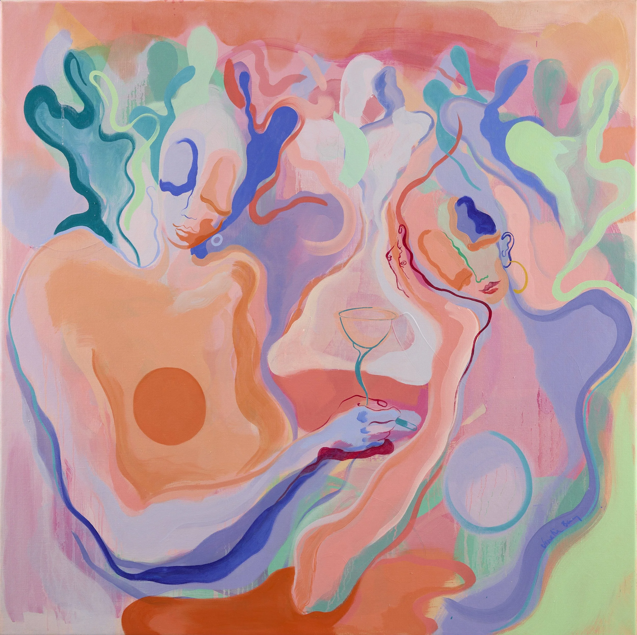 Sweet Nostalgia , Oil and Acrylic on Linen, 100cm x 100cm, 2025