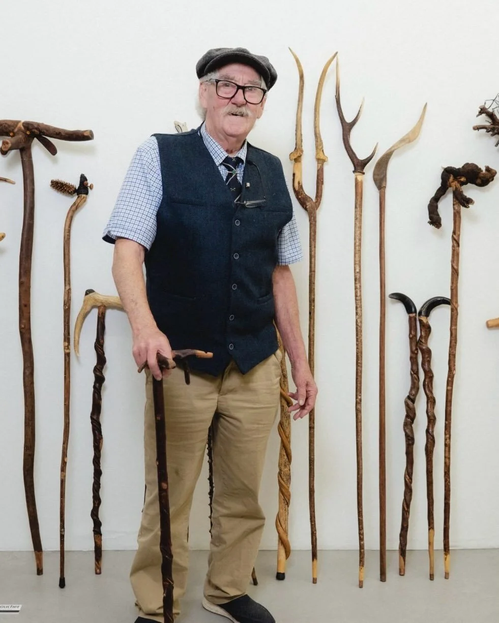 Seanie Barron
Sticks

Standing in his woodshed, surrounded by sticks of hazel, fig, bramble, elm, ash, furze, blackthorn and holly, Barron appears bemused by the idea of his sticks being art.
&ldquo;I don&rsquo;t know is it art or not, only that I li