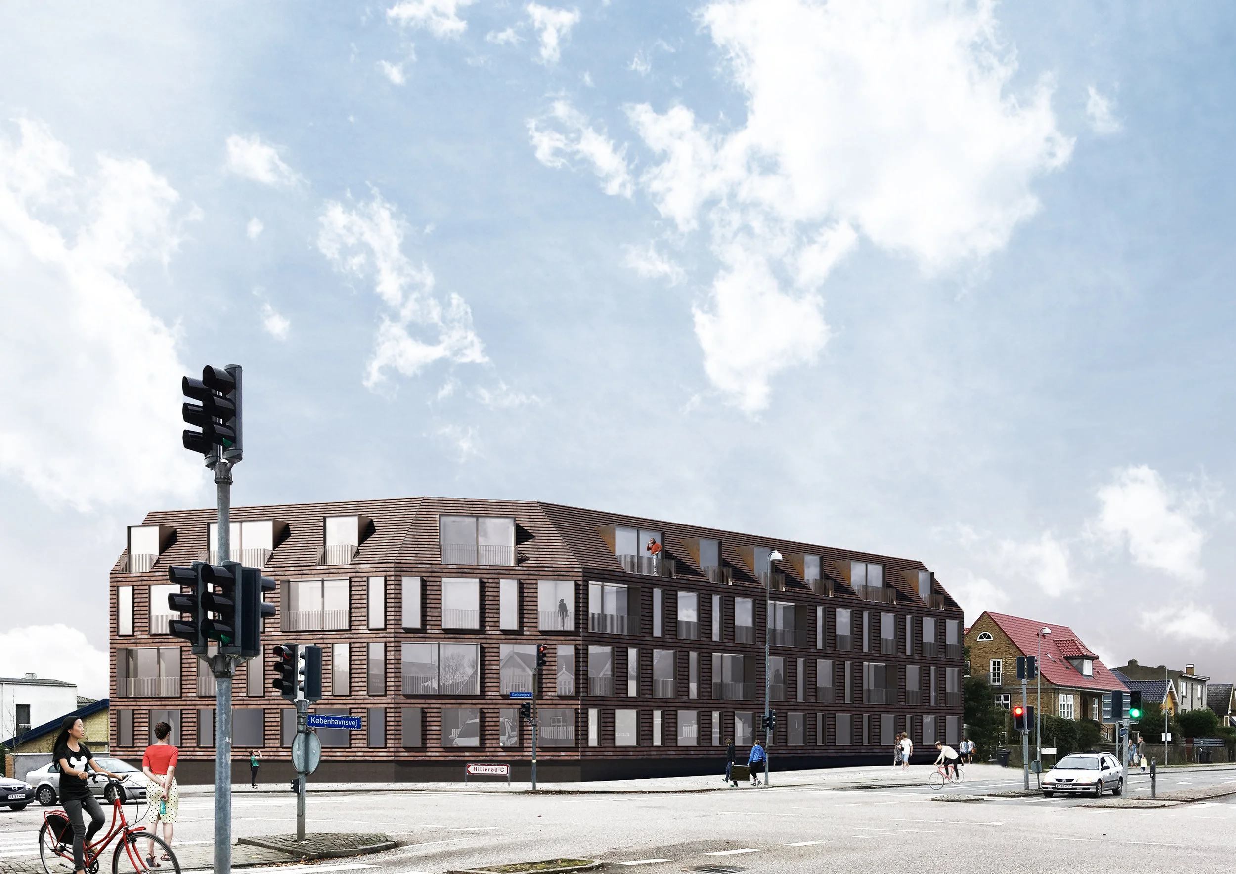 Visualisering set fra hjørnet Københavnsvej og Carlsbergvej