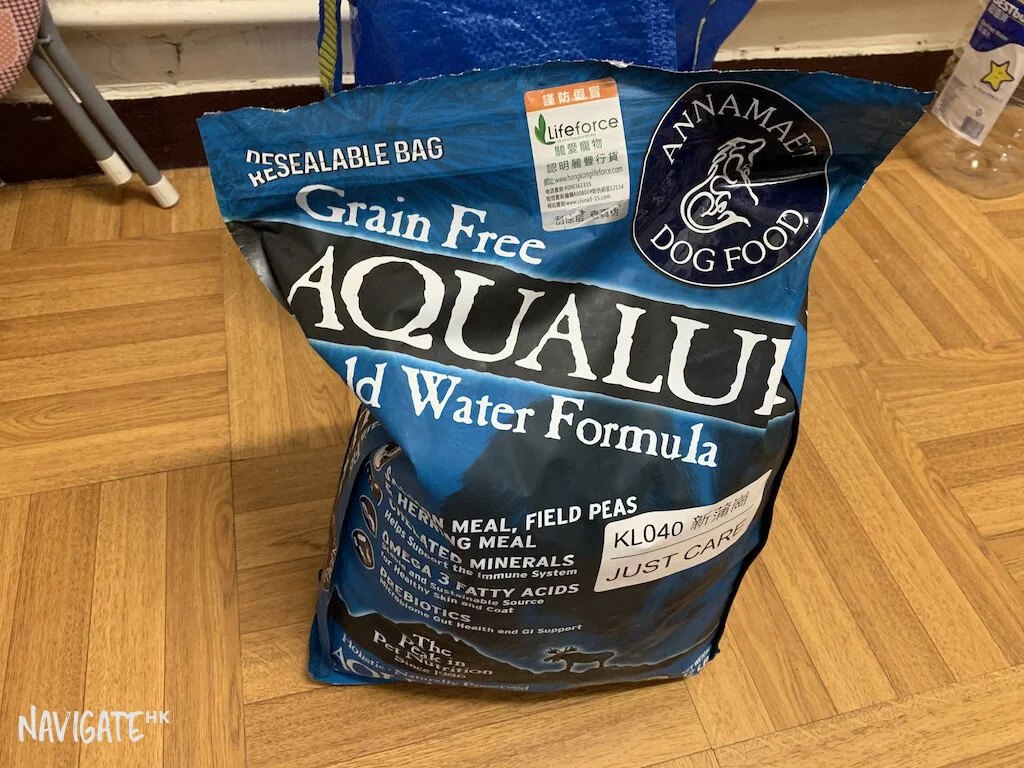 A large bag of dry dog food will run you about HK400-500 for the month depending on the size and appetite of your dog.