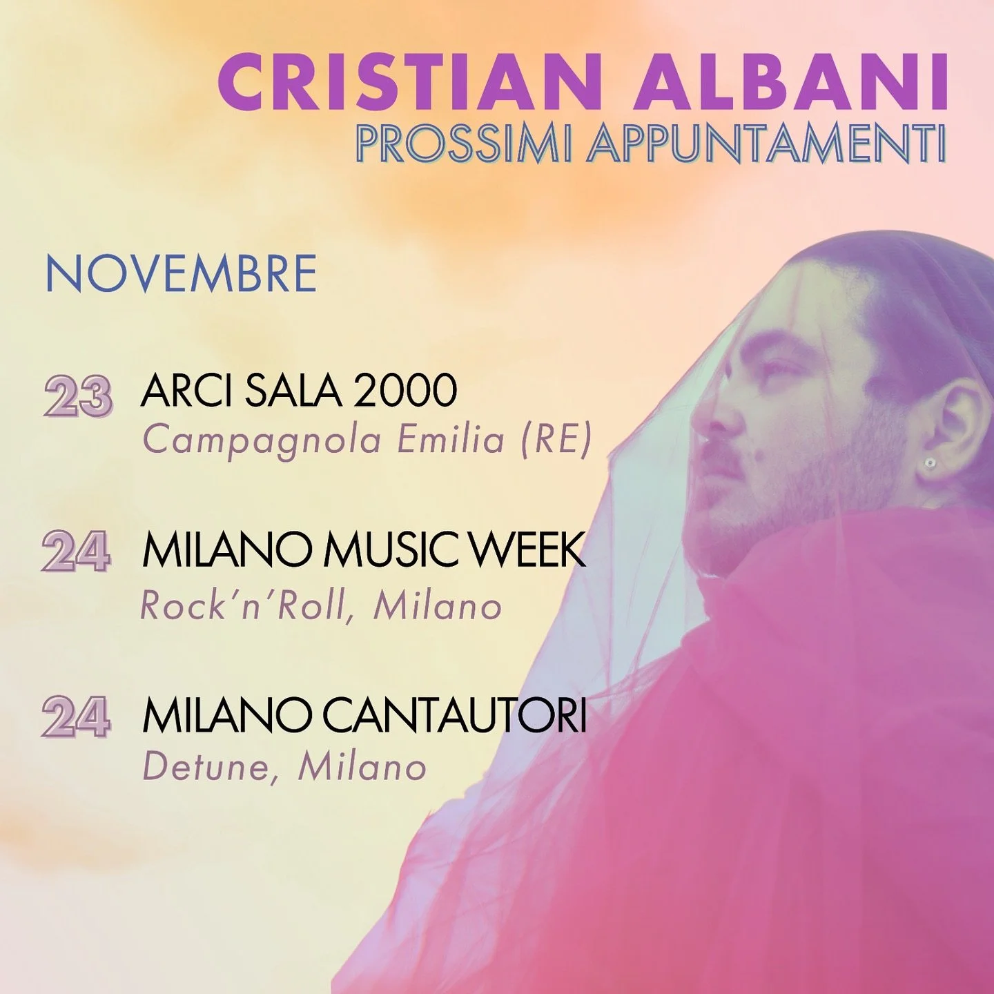Dopo un piccolo stacco autunnale, questa settimana finalmente ripartono gli appuntamenti live con alcune trasfertine π§π»‍βοΈ
•
Sabato 23 novembre alle ore 21 mi troverete in acustico presso il circolo Arci Sala 2000 per la nuova edizione di