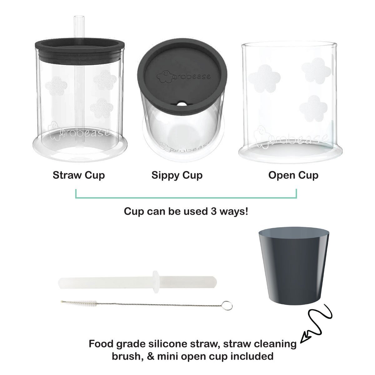 Re Play 10 Oz. No Spill Cups with Convertible Straw Lids, Made in USA, One Piece Silicone Valve and Bendy Straws, BPA Free