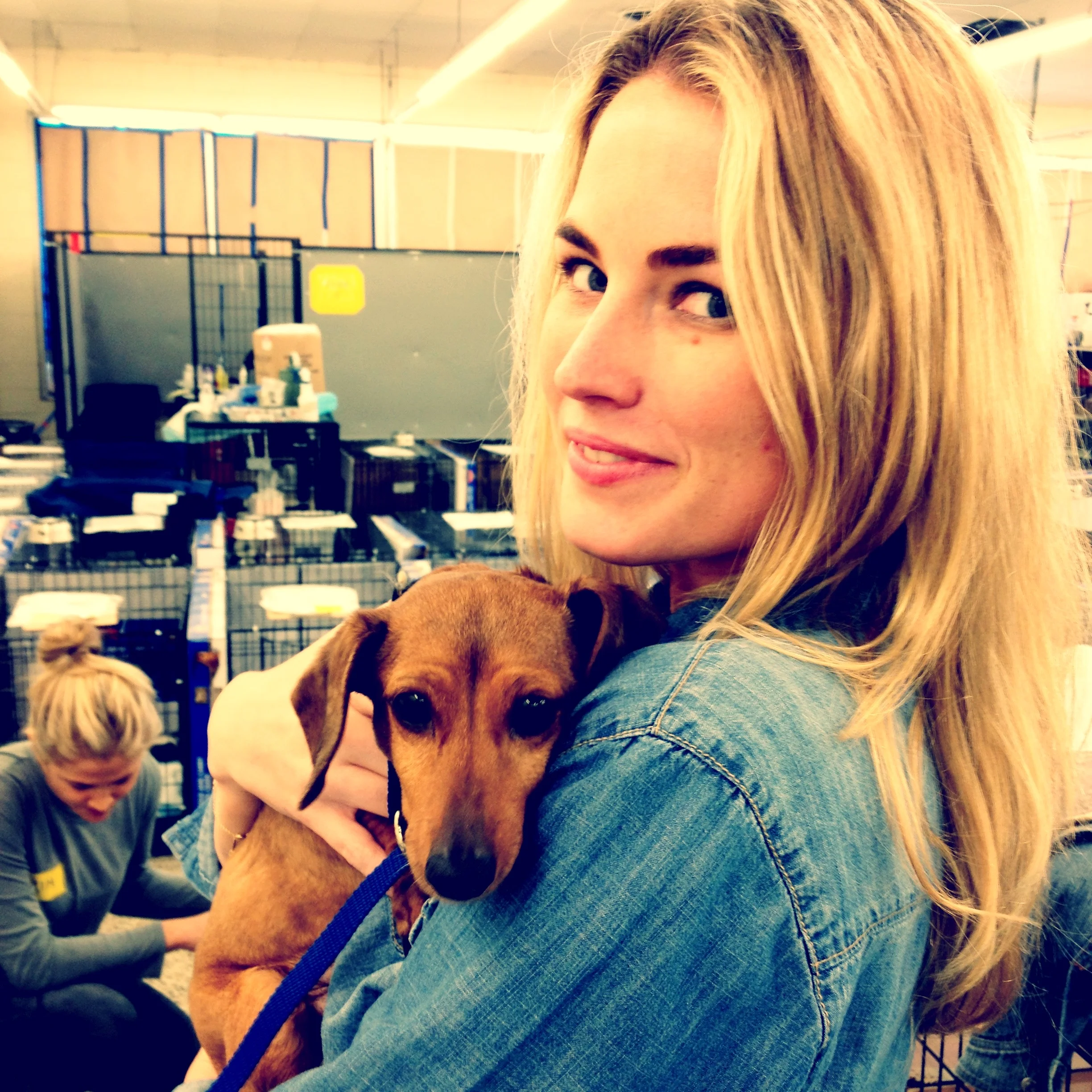 Amanda at puppy mill raid in North Carolina