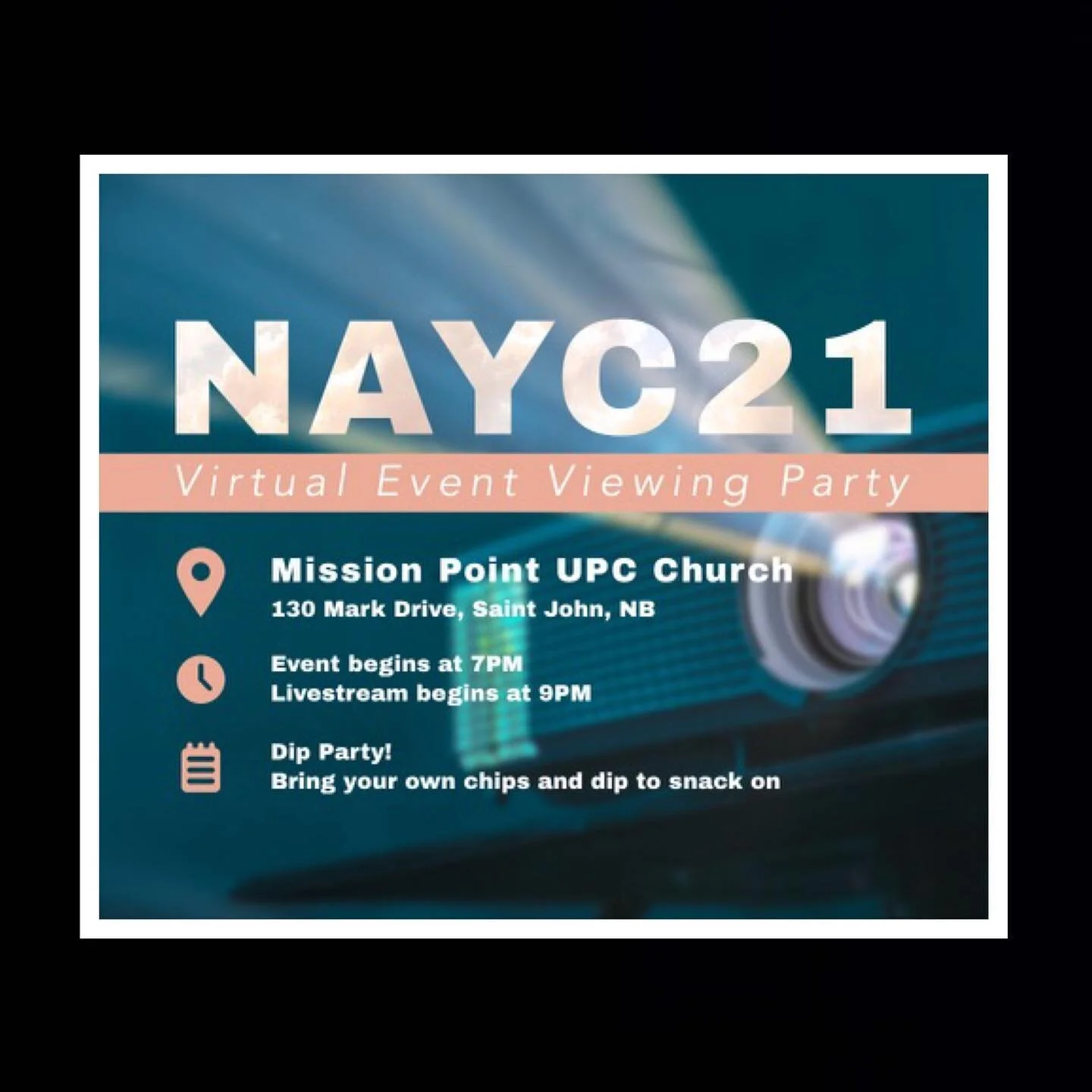 Hey Ascend youth! Join us for the Youth Congress watch party! 
July 30 @ MissionPoint in St. John! 
Bring your favourite chips and dip!!!