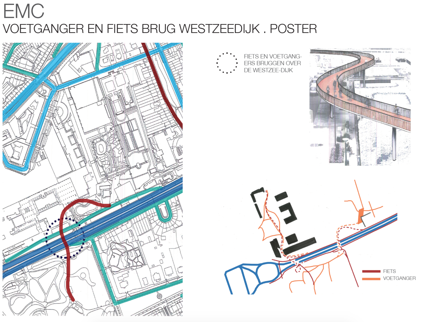 The addition of a pedestrian and cycling bridge over the Westzeedijk. From EMC to the park and from the Museumpark to the bigger park.