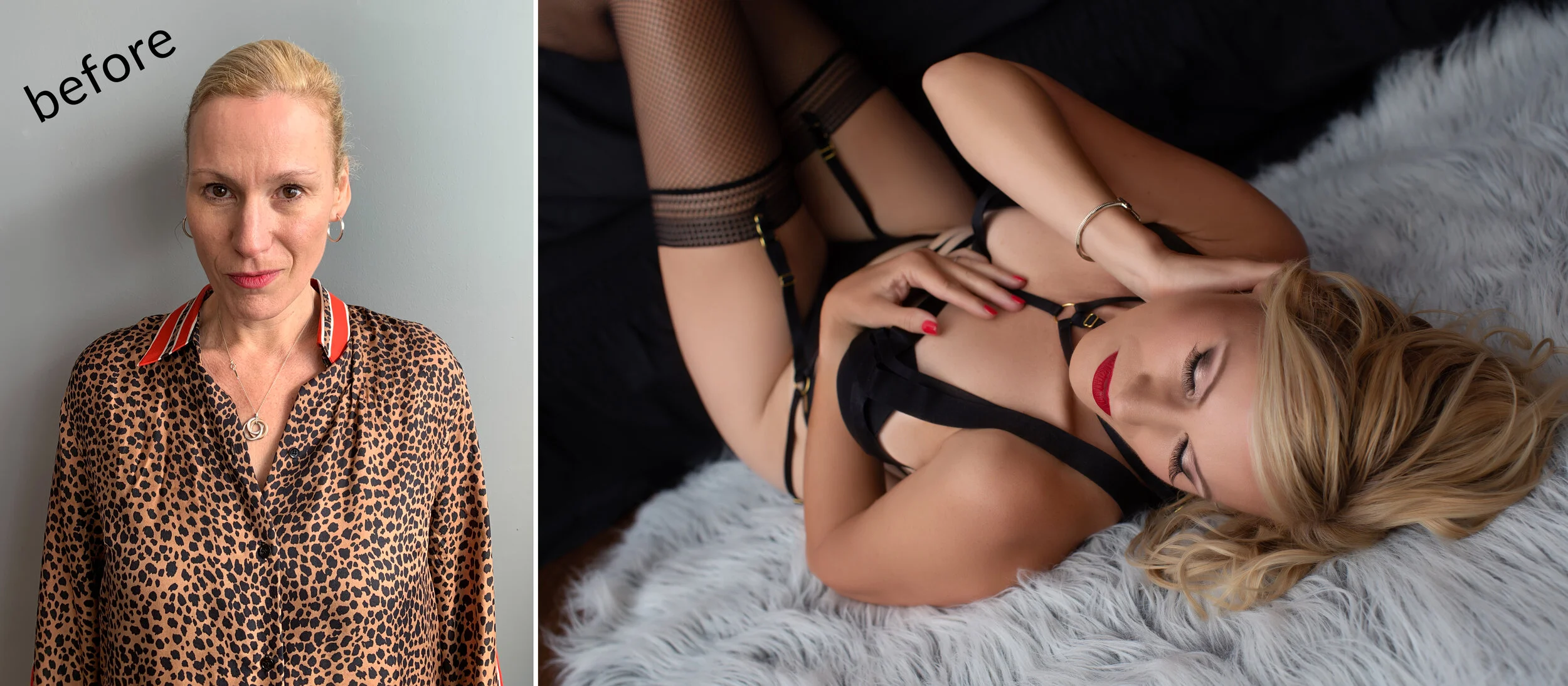 Boudoir before and after transformation