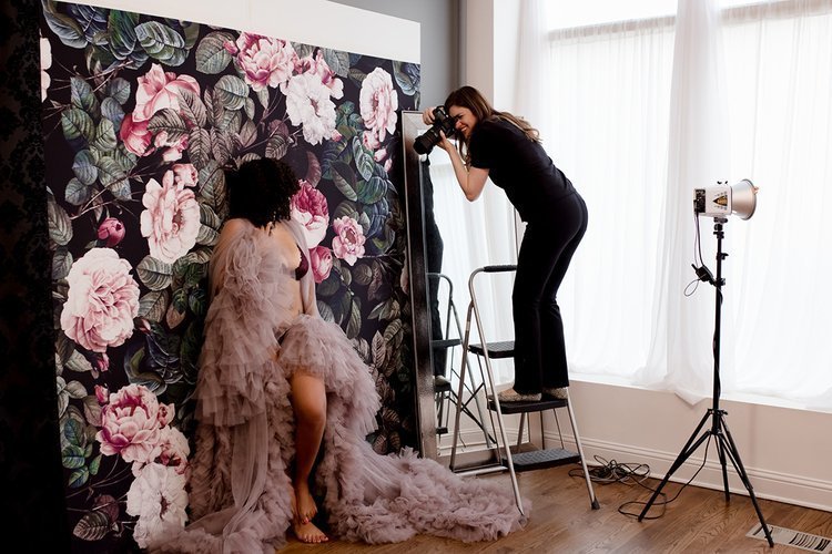 luxurious floral boudoir background, boodwar robe