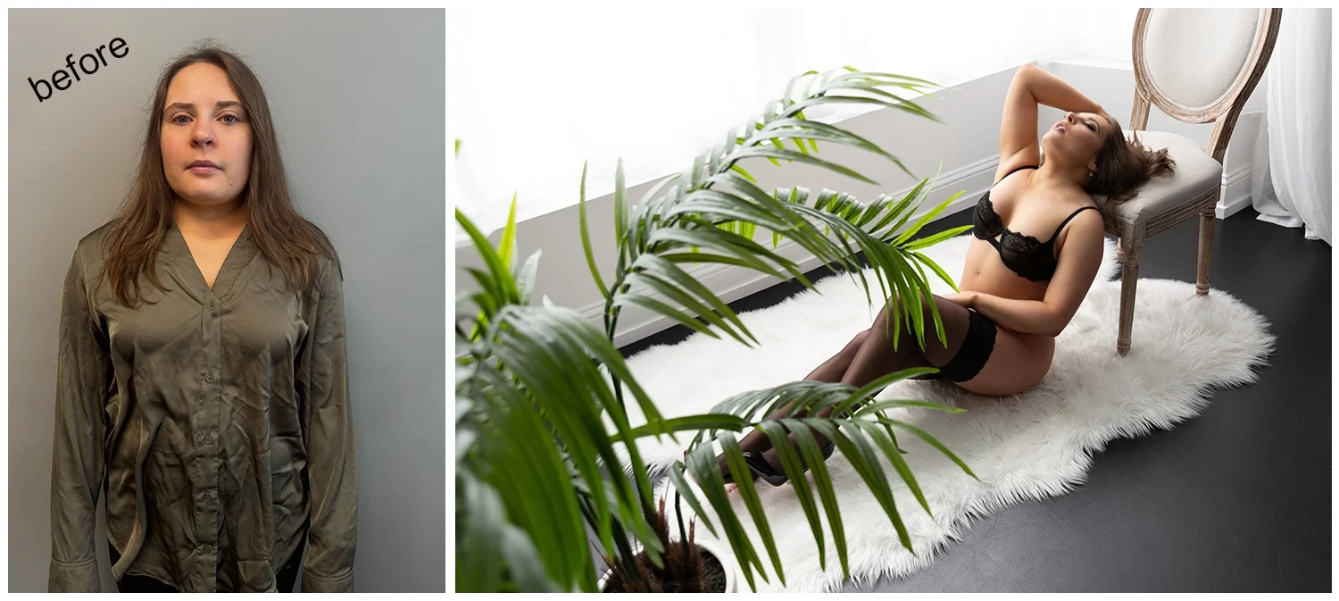 boudoir session with greenery.webp