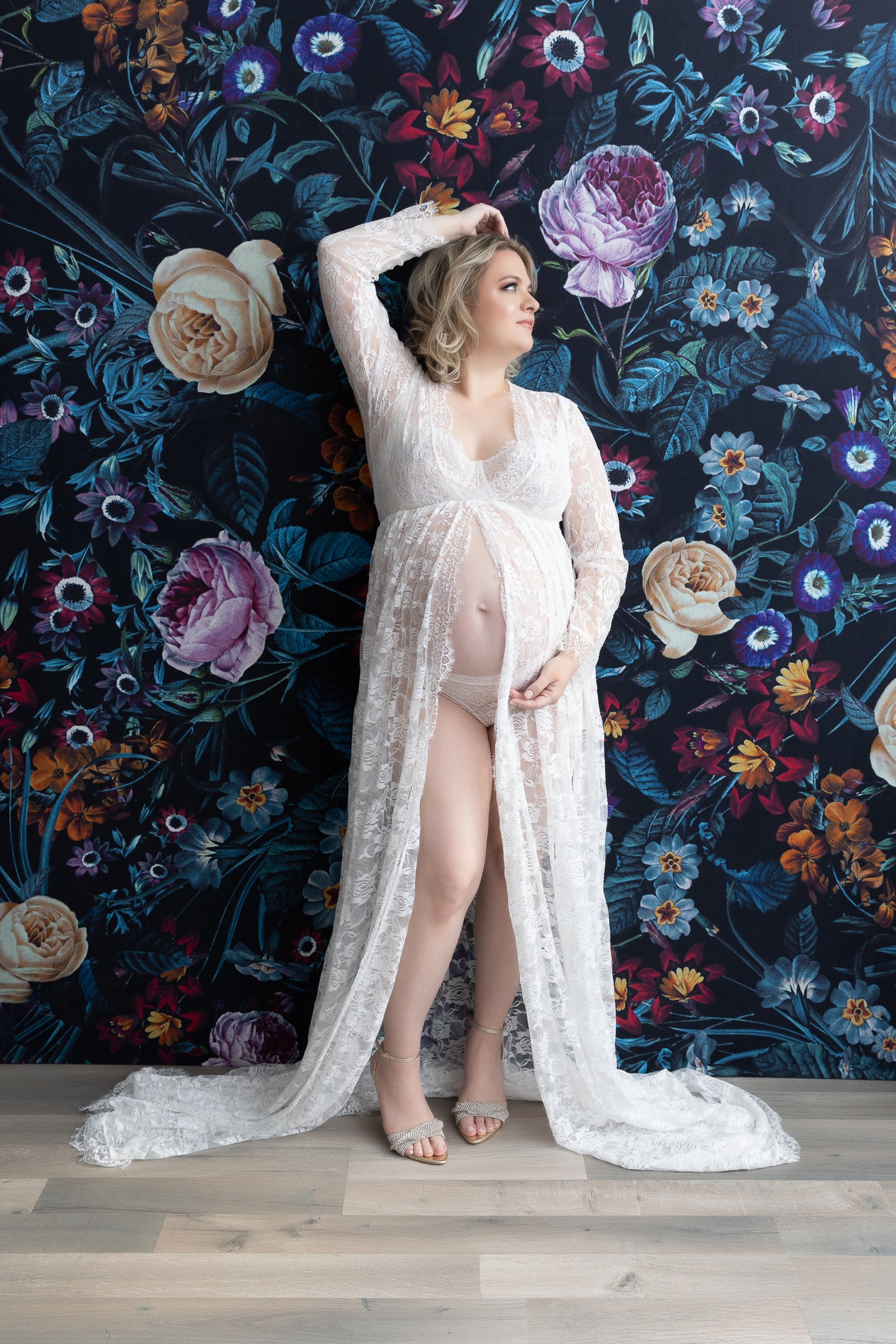 Maternity boudoir in Hinsdale capturing the beauty and strength of motherhood.