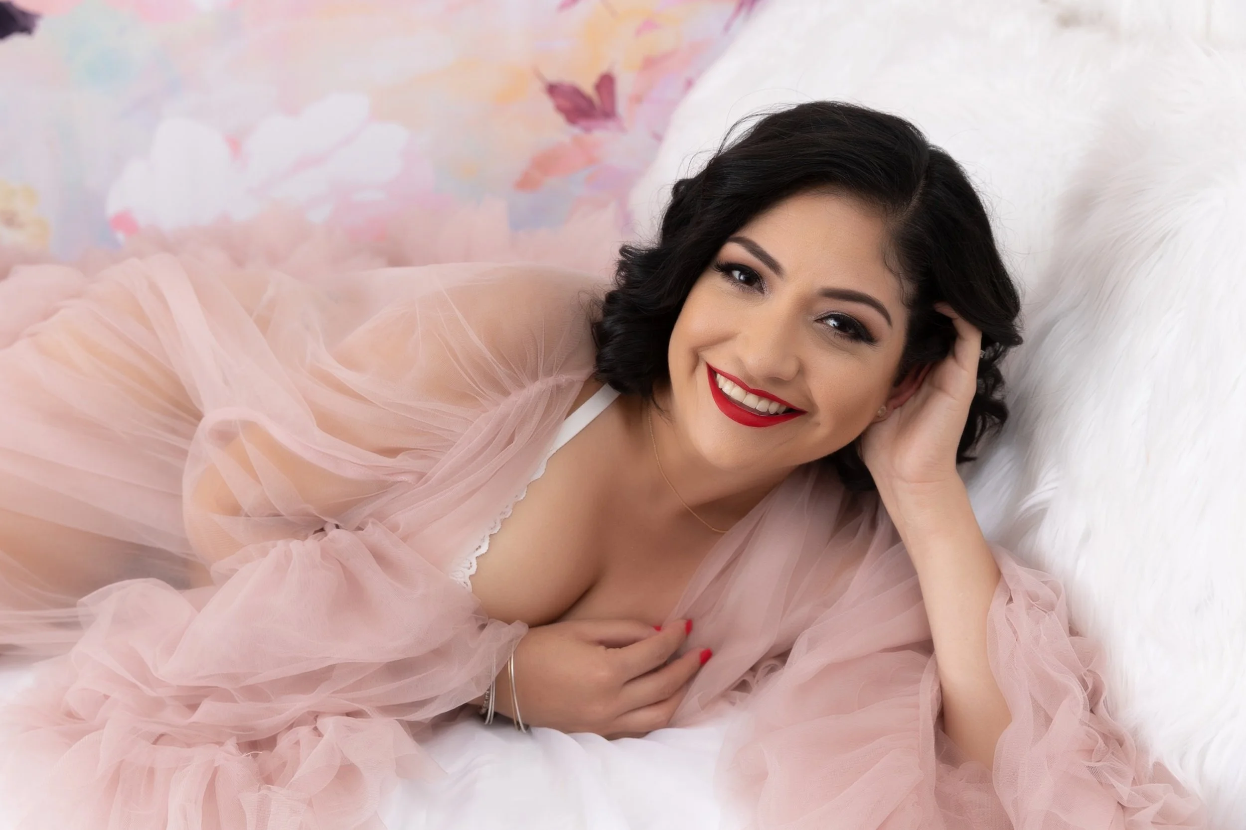 Soft light highlighting natural beauty in boudoir portrait