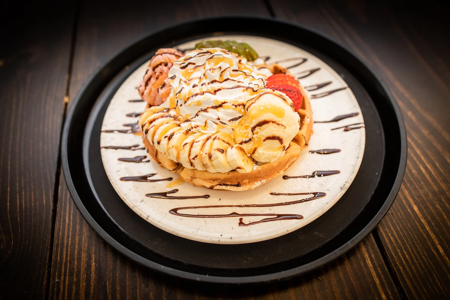 Another view of the regular waffle at Arte 3 Cafe.