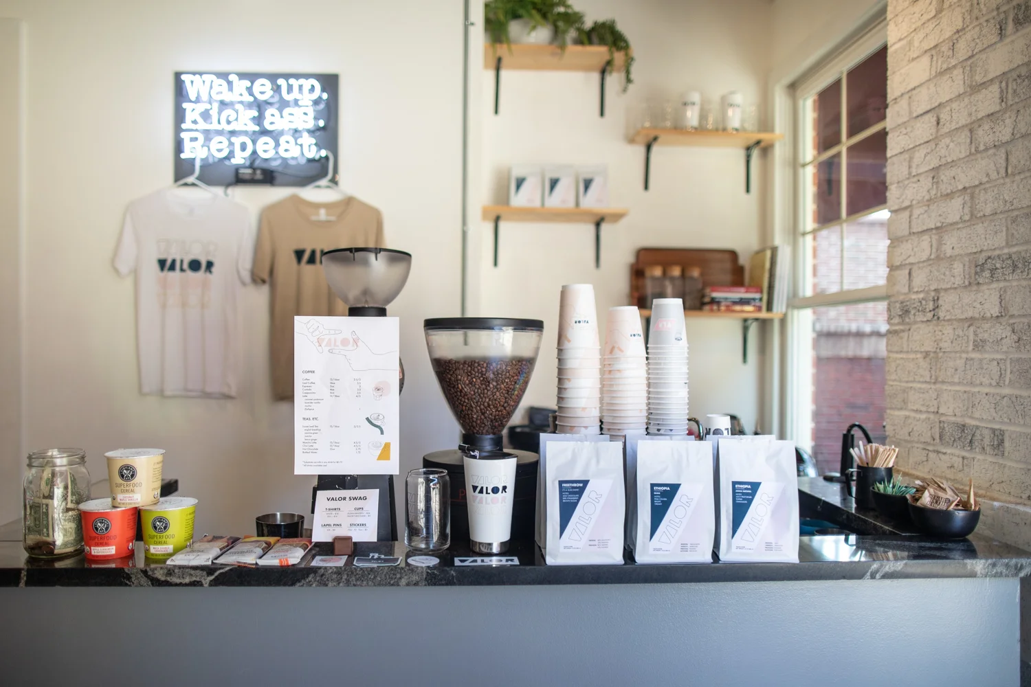 Details from the Valor coffee stand/cart. You can order Valor’s roasted beans in their online store .