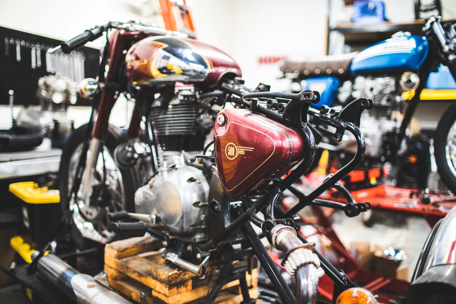 Inside the members-only garage at Brother Moto.