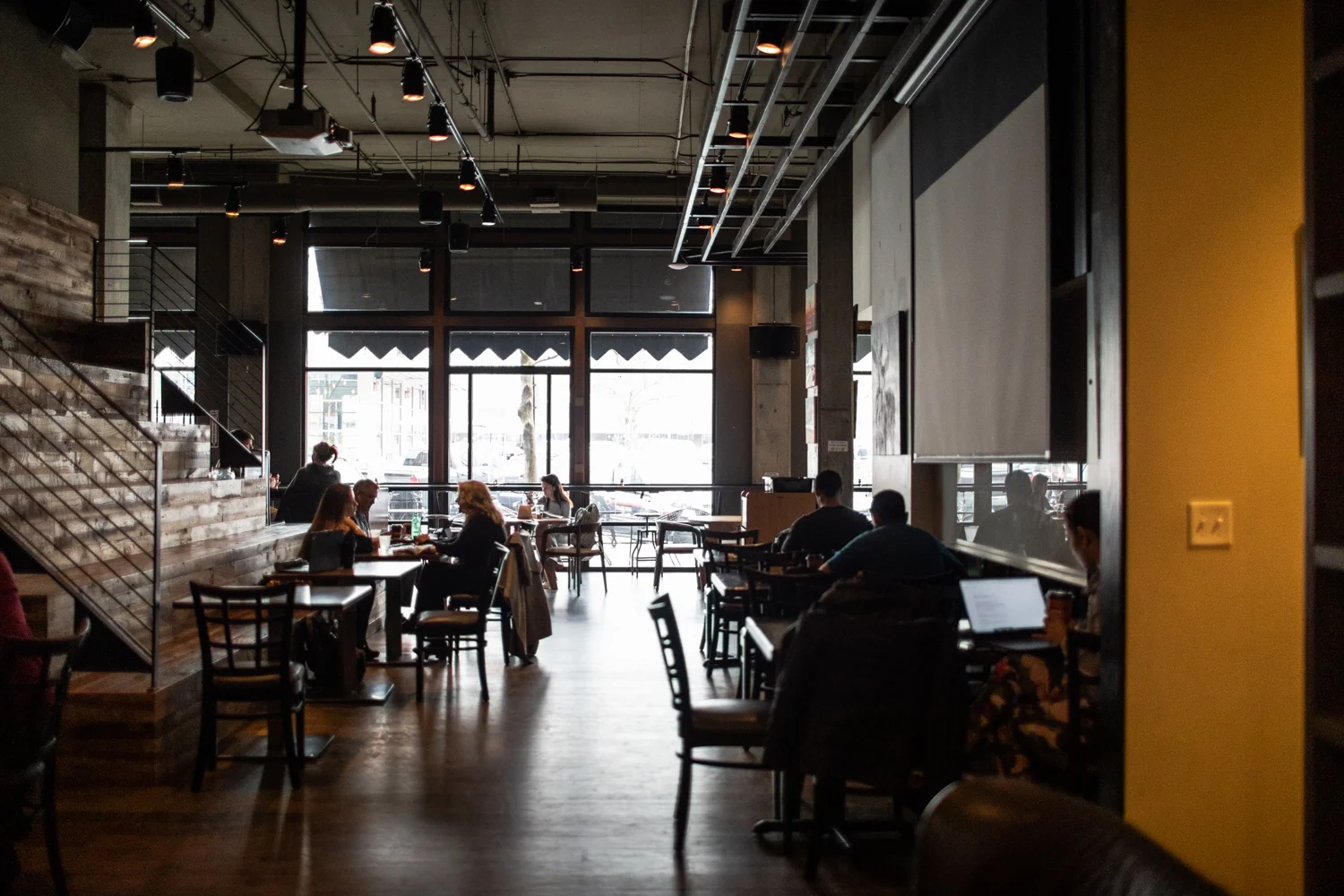 Stadium seating at Copper Coin Coffee. Please take a look at the interview questions with the owner at the bottom of this post.