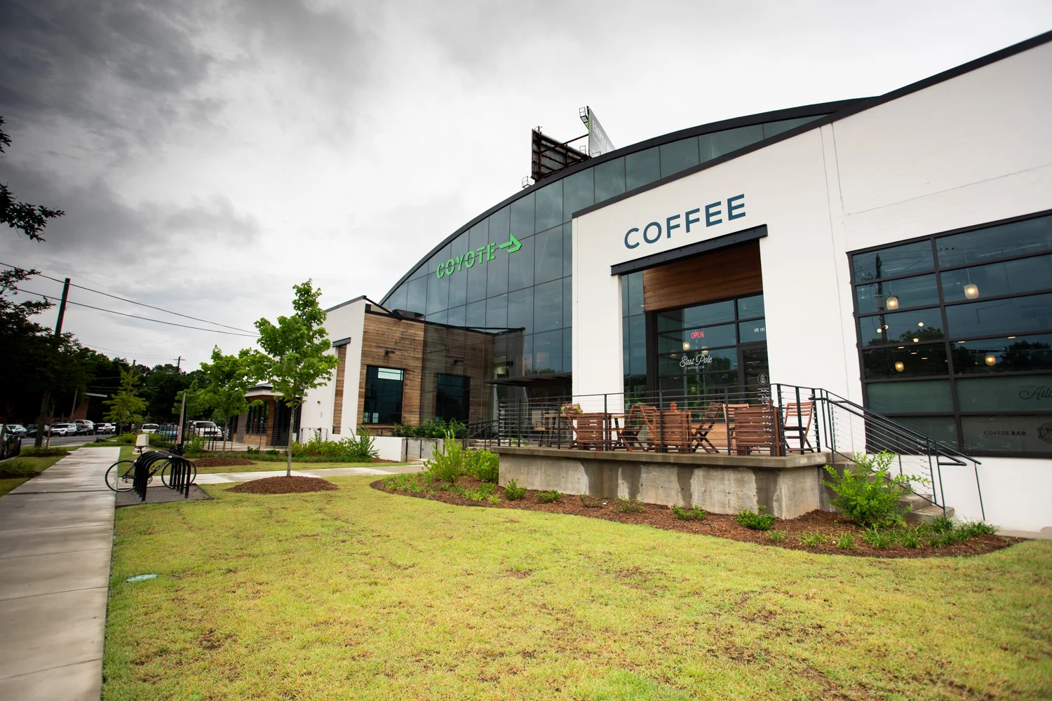Exterior of East Pole Coffee Company located on Ottley Drive.