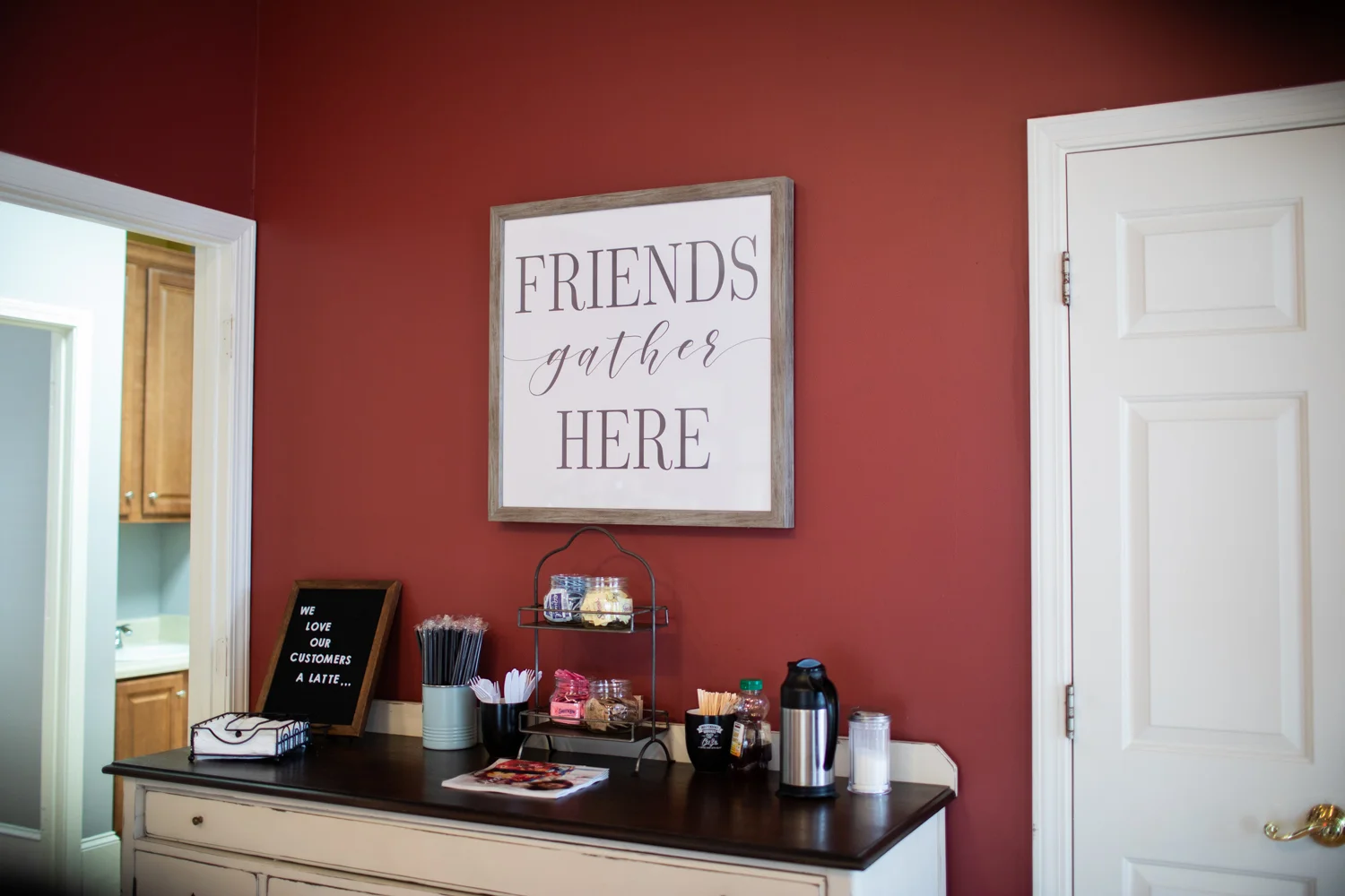 Friends Gather Here — a great message at Independent Grounds Cafe.