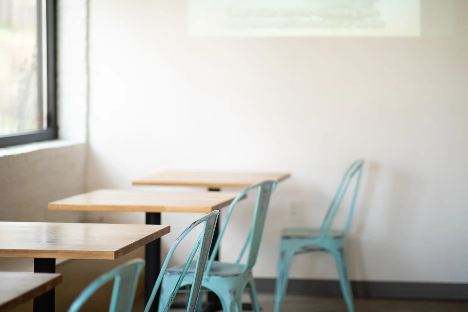 The blue accents work well inside Docent Coffee.