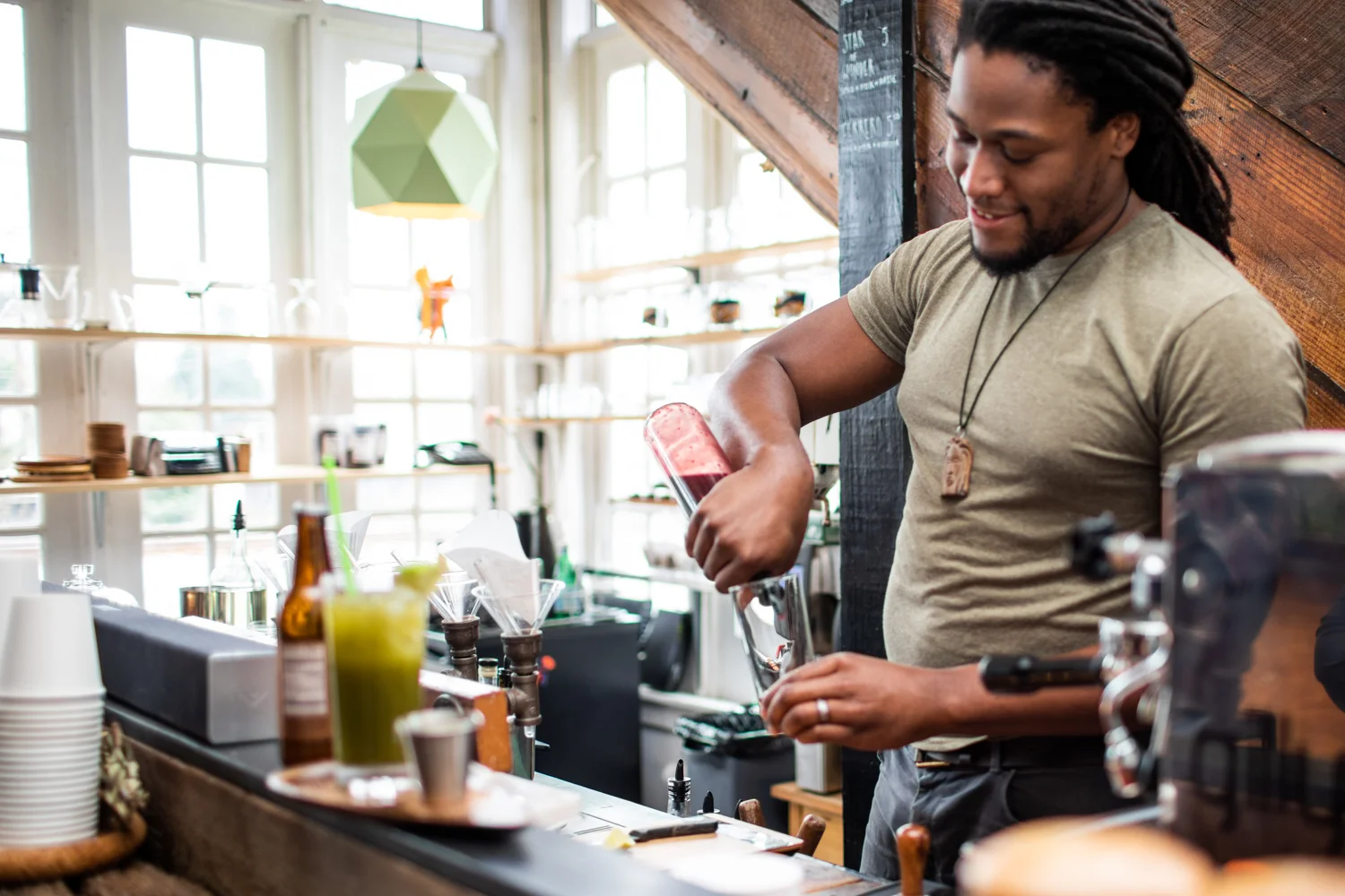 Daniel Brown behind the bar at Gilly.