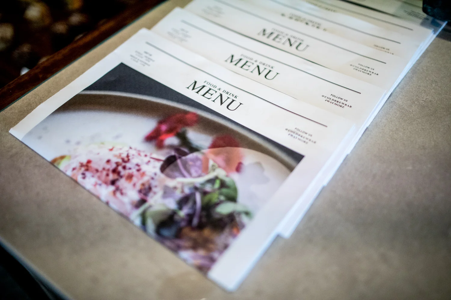 The menu at Cold Brew Bar is beautifully designed like a magazine.