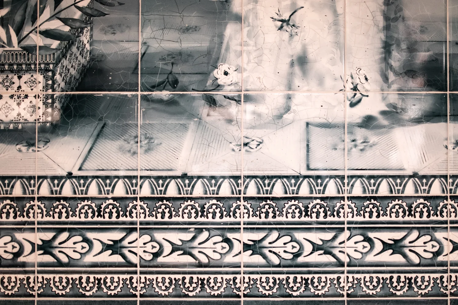Detail of the intricate tile that may be found on one of the walls inside “The Sanctuary” at Felix Roasting Co. This detail is from the “Authenticity” pillar.